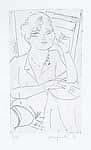 ALBERTO MANFREDI, A woman seated at a table, etching and drypoint